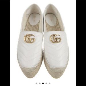 Gucci Marmont platform white leather espadrilles loafers sneakers